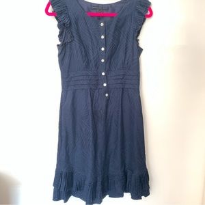 Marc by Marc Jacobs Dress Size 2 100% silk, Navy, Ruffle, Pockets